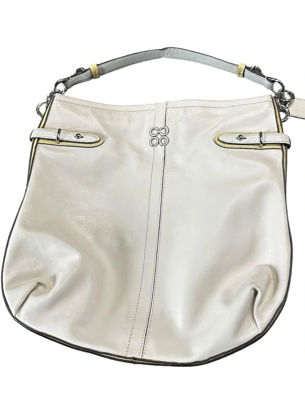 Coach Leather Purse & Charm Colette Cream Shoulder Bag Hobo Horse Carriage